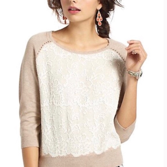Anthropologie Sweaters - EUC Knotted & Knotted Lace Front Pullover Sweater
